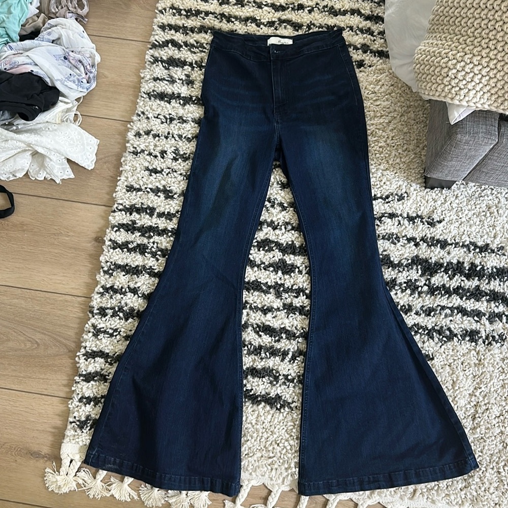 Wide Flare Blue Jeans Size 9